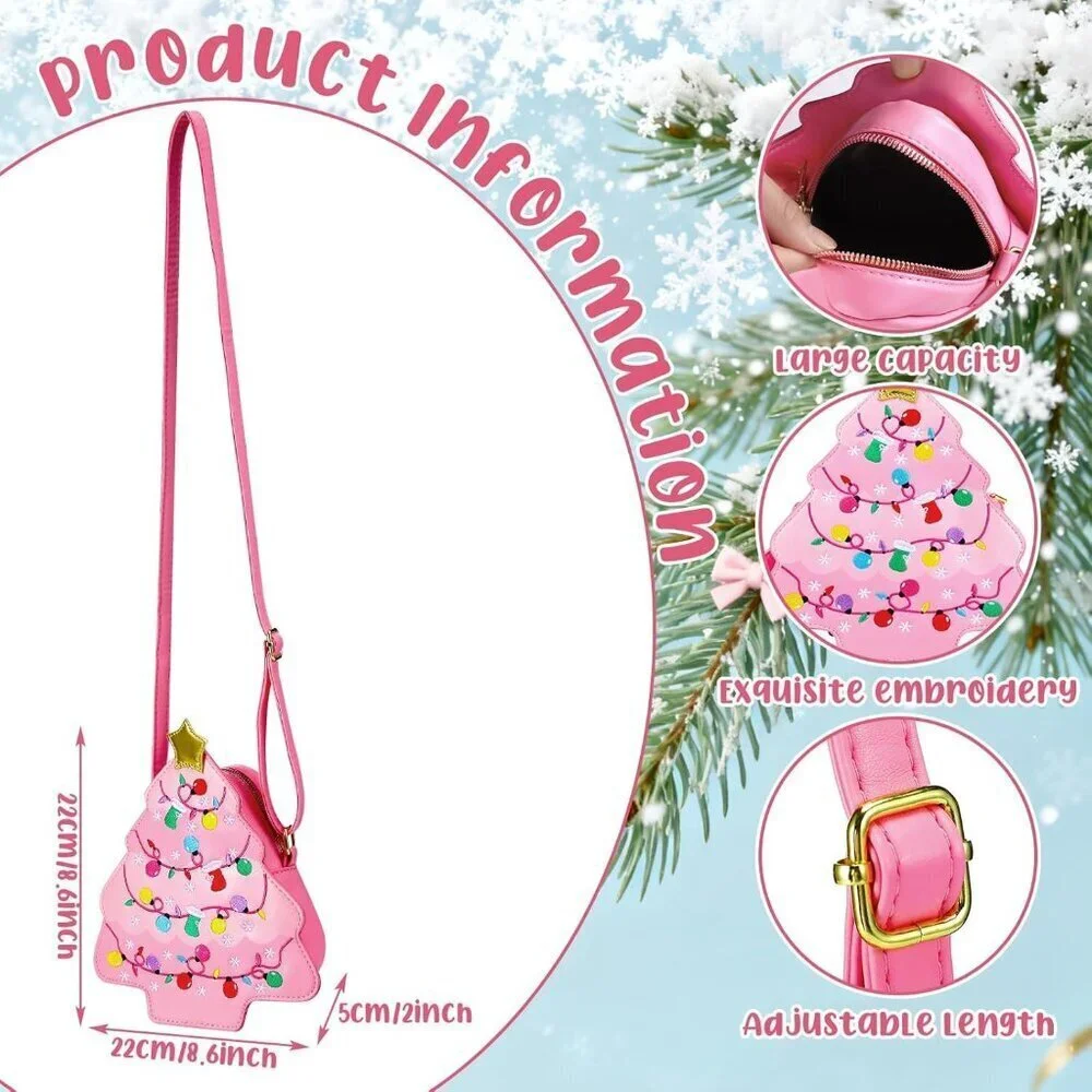 Women Christmas Tree Crossbody Purse Leather Storage Gifts Holiday Fashion